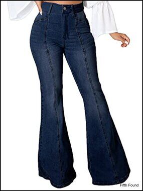 SeNight Women's Ripped High Waist Flared Jeans Raw Hem